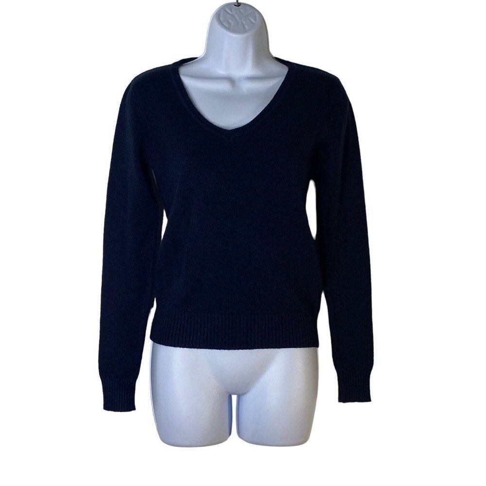 Identita Collection‎ Women's Cashmere Pullover Sweater Long Sleeve Navy Size S/M